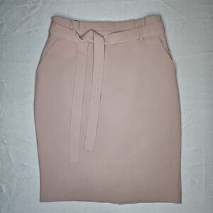Banana‎ Republic Mauve Taupe Belted Pencil Skirt Petite 4P Business Professional